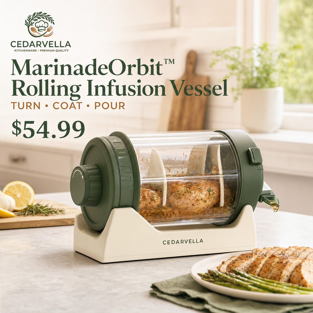 CedarVella™ MarinadeOrbit™ Rolling Marinade Infuser