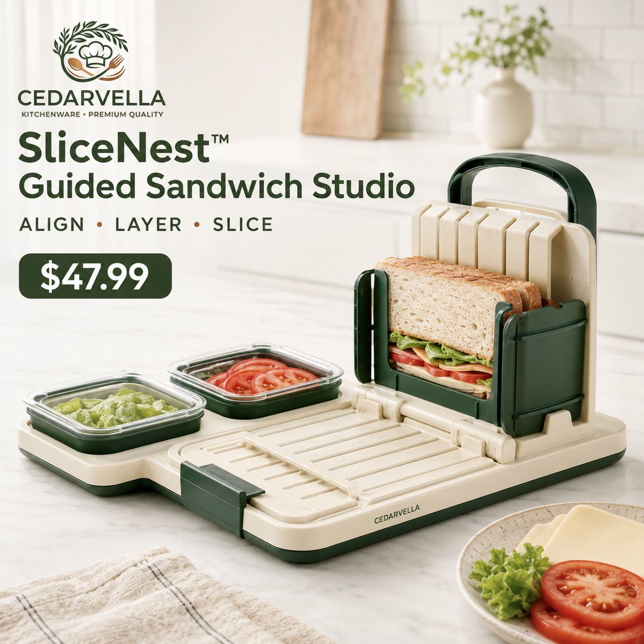 CedarVella™ SliceNest™ Guided Sandwich Maker