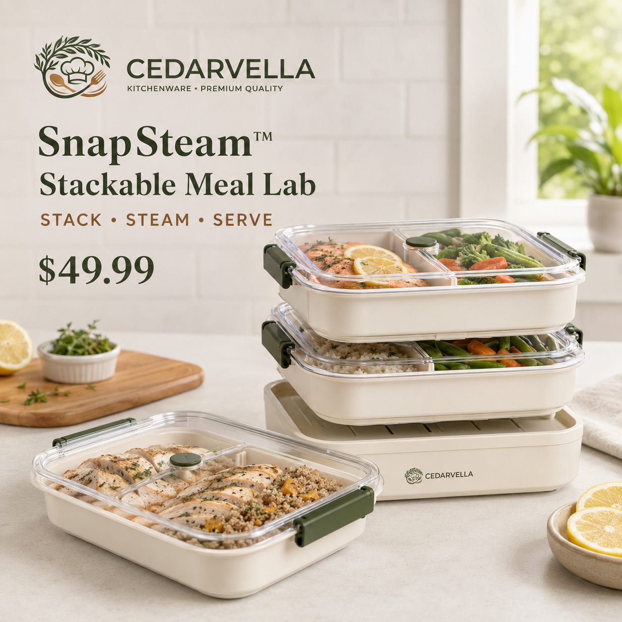 CedarVella™ SnapSteam™ Stackable Meal Steamer