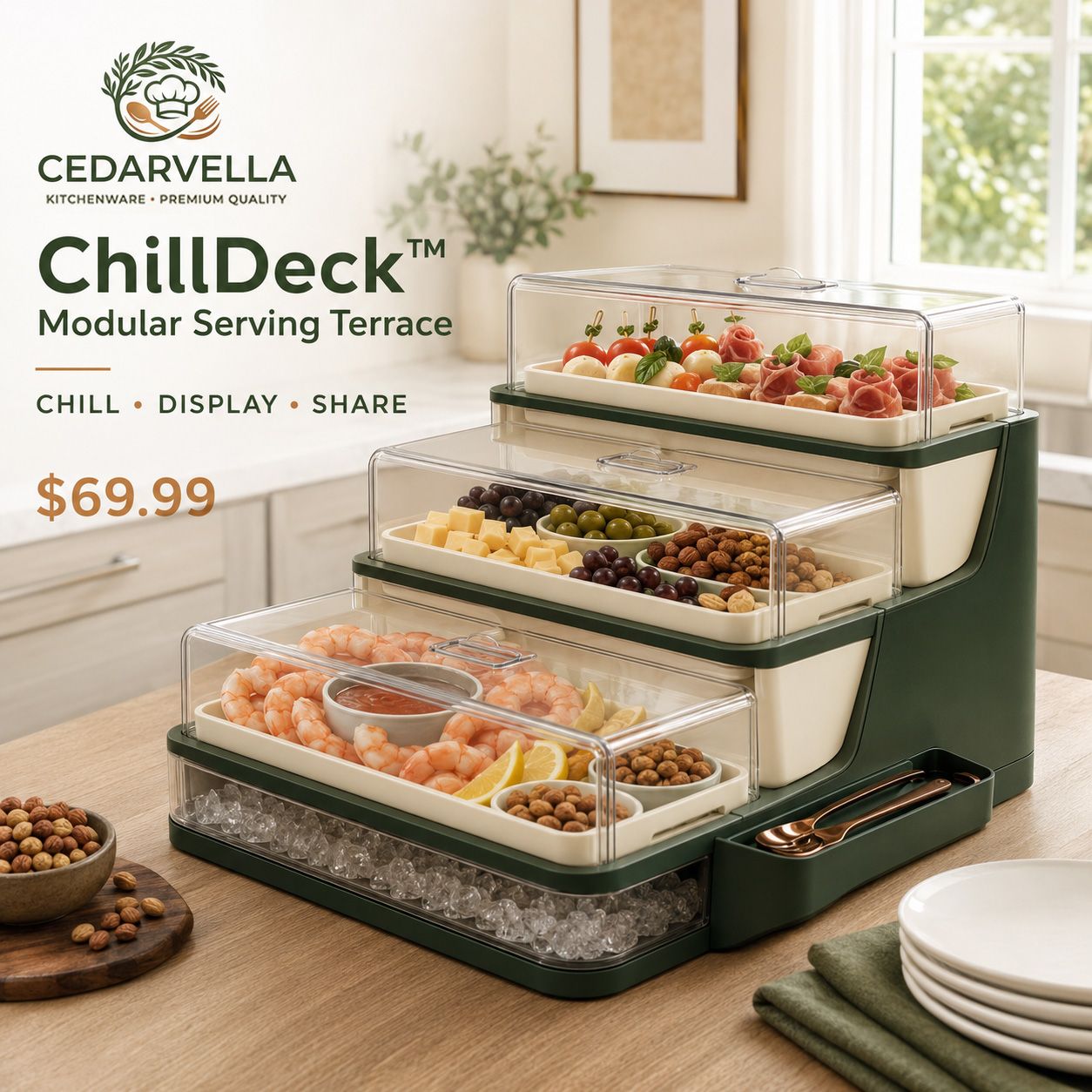 CedarVella™ ChillDeck™ Modular Serving Tray